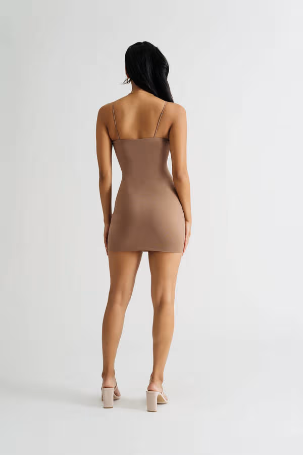 Fall In Line Cami Bodycon Mini Dress - Taupe