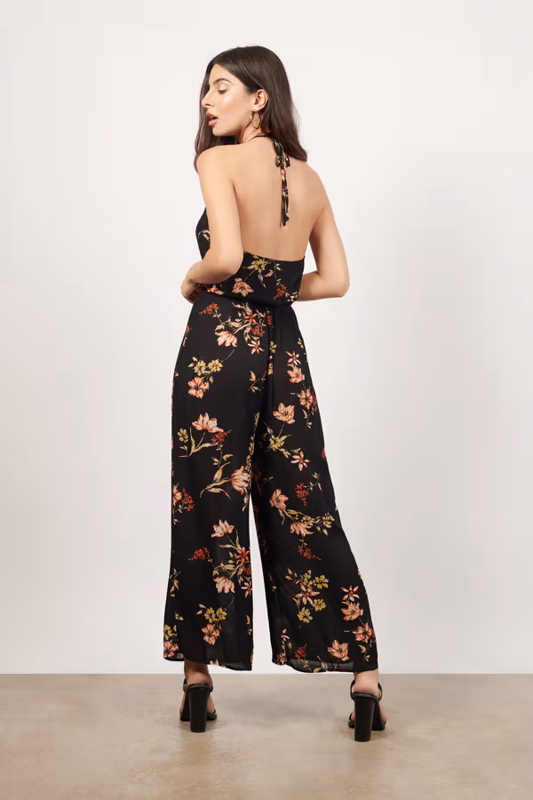 Not Your Girl Floral Jumpsuit - Black Multi
