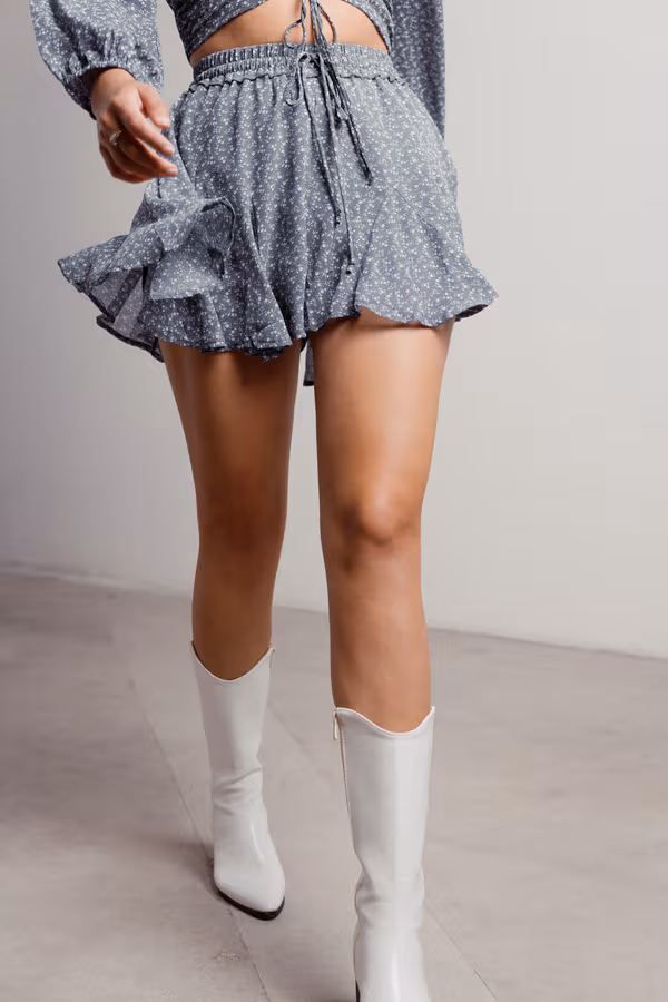 Not Your Baby Floral Shorts - Blue