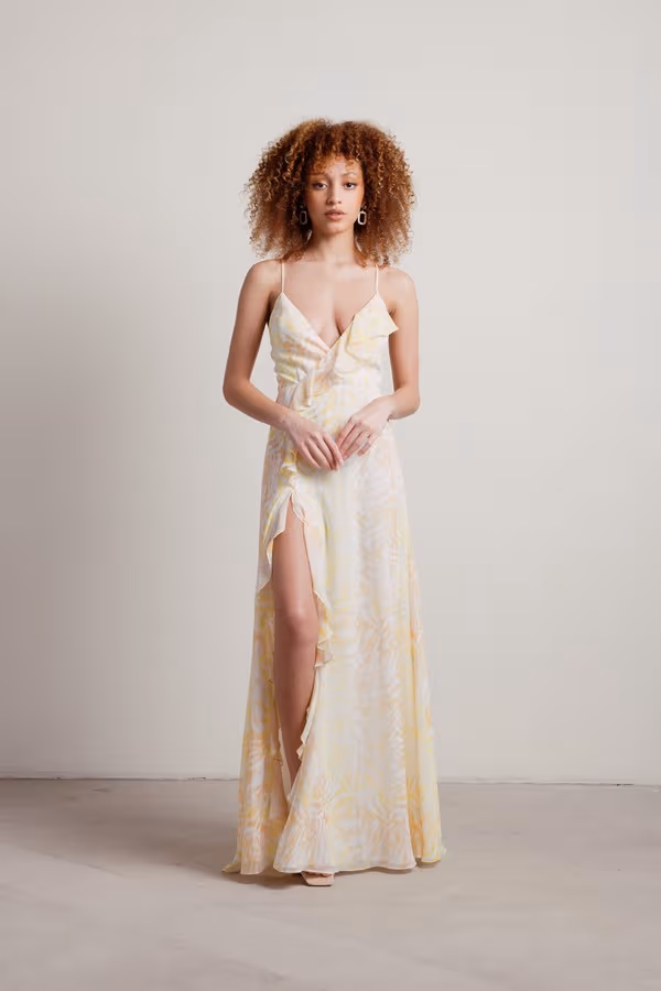Tropic Like It's Hot Slit Maxi Dress - Yellow