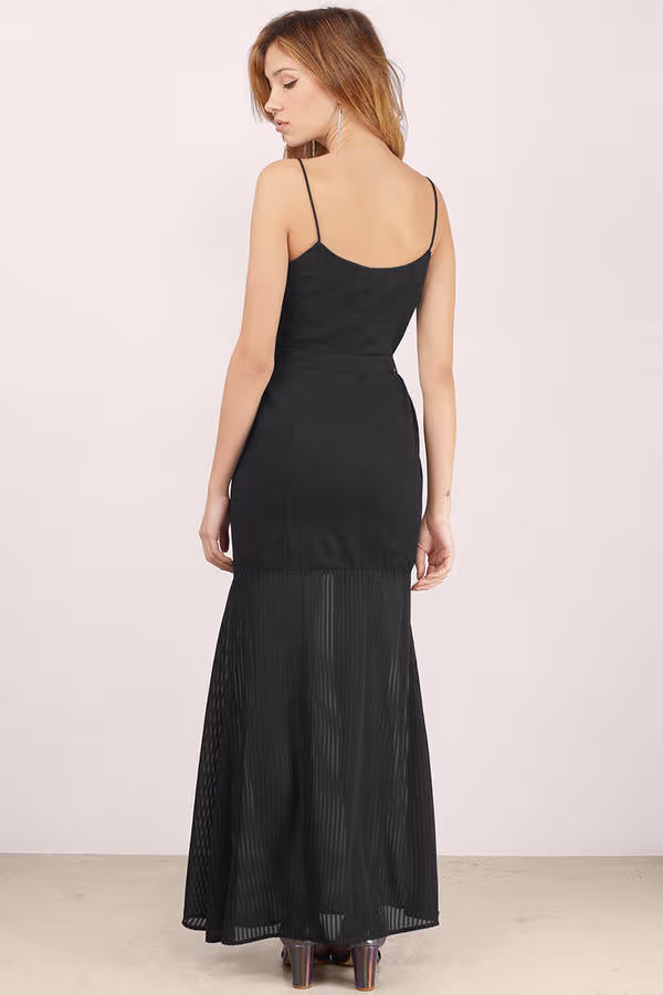 Stevie May Giesel Sheer Slit Maxi Dress - Black