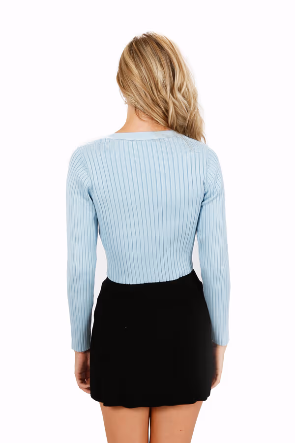Venus Ribbed Cardigan - Baby Blue