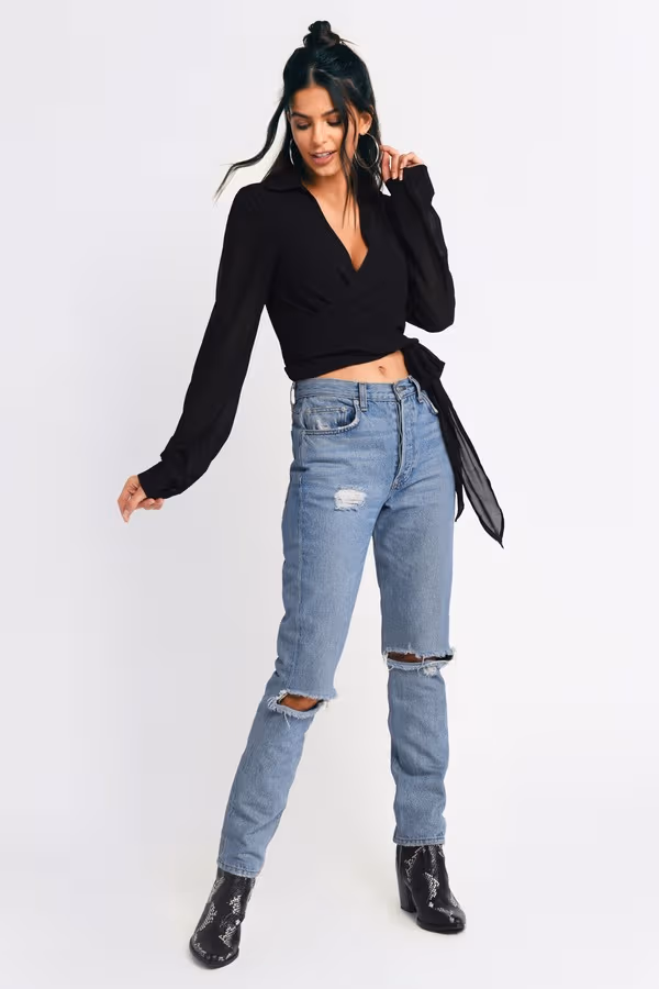 It's A Tie Plunging Blouse - Emerald