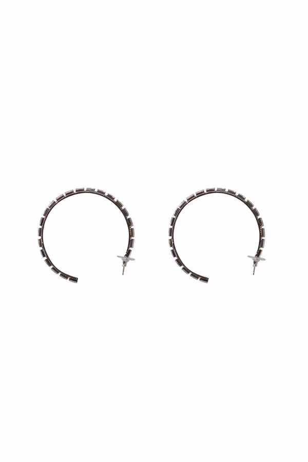 Jaw Dropper Rhinestones Hook Earrings - Silver