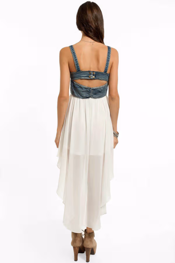 Selena Denim Bustier Mini Dress - White