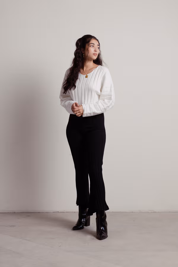 Fireside Ribbed Sweater - White