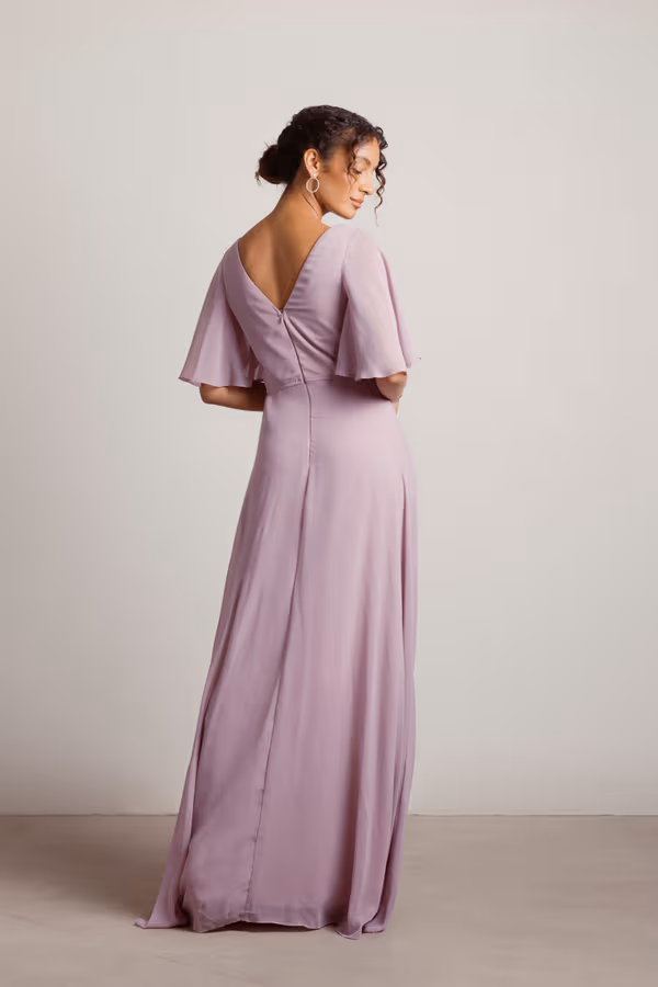 Come Closer To Me Butterfly Sleeve High Slit Maxi Dress - Sage