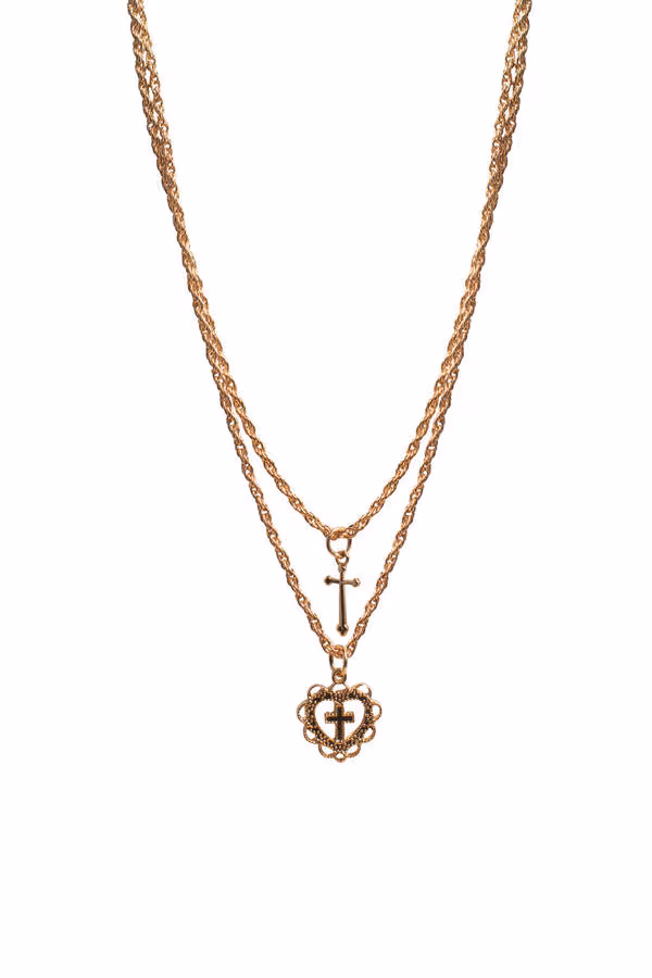Ja'dame Rosary Layered Necklace - Gold