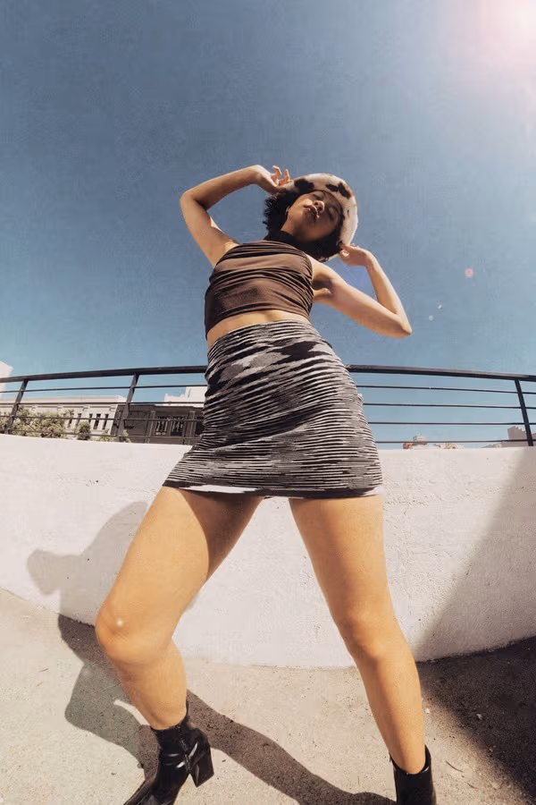 Never Mention It Sweater Knit Mini Skirt - Black Multi