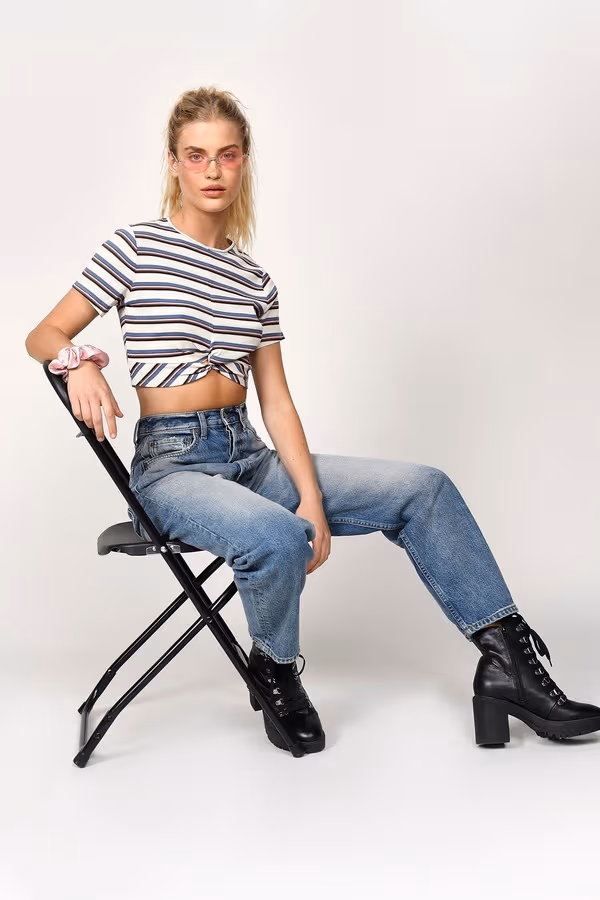 Get To You Crop Top - White Multi