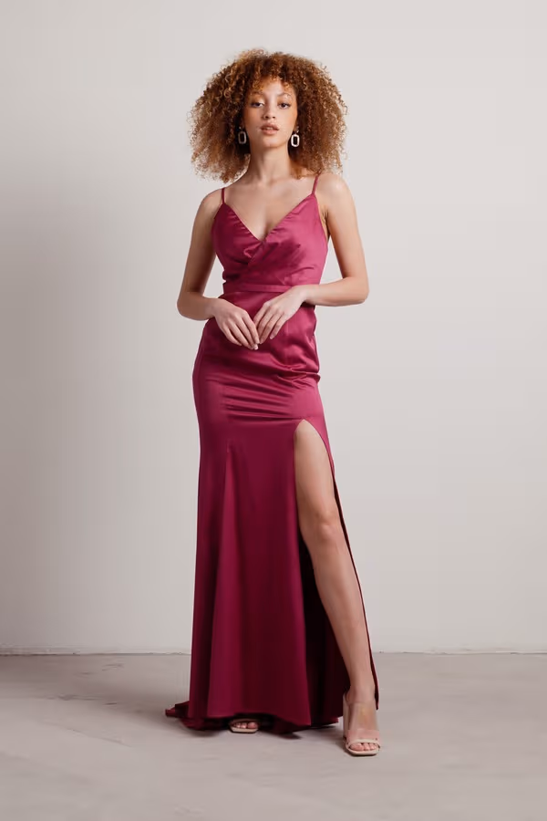 High Waters Surplice High Slit Maxi Dress - Magenta