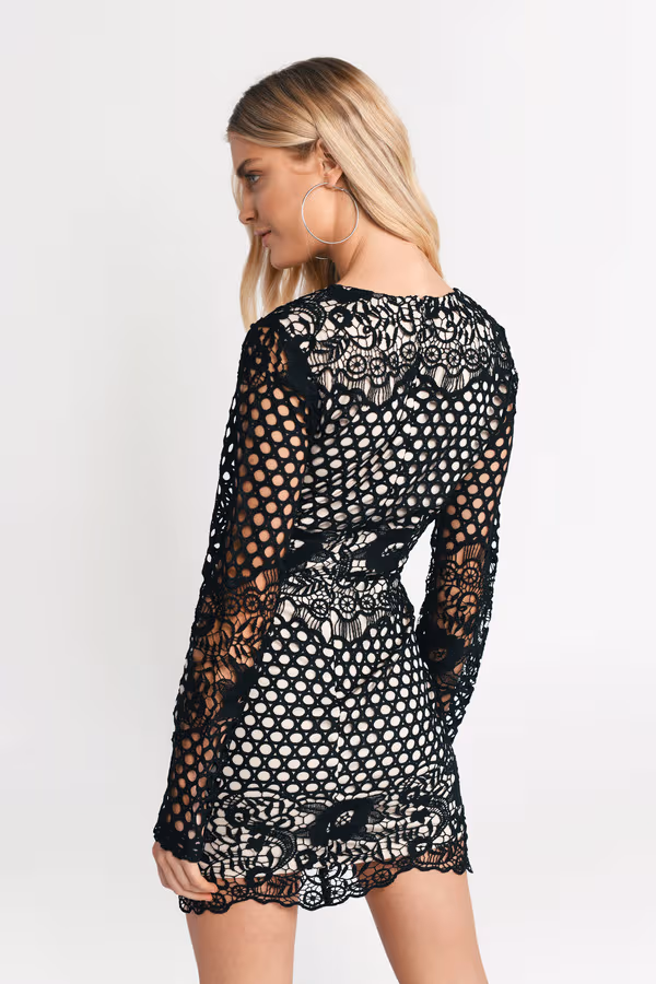 Emily Plunging Lace Mini Dress - Rose