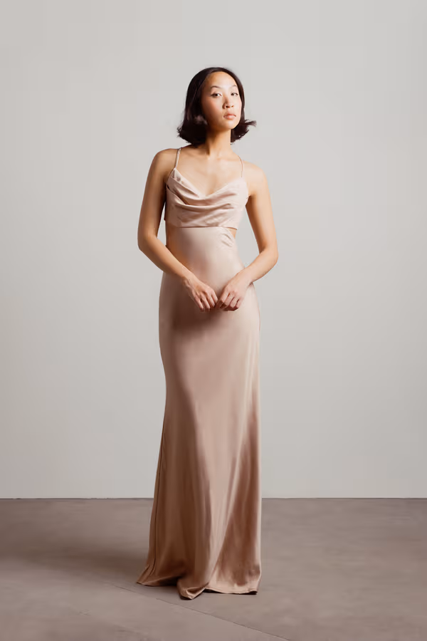 Chrissie Satin Cutout Maxi Dress - Light Gold