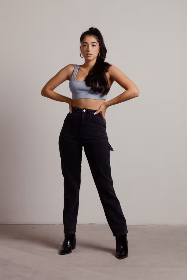 Play Me High Waist Jeans - Faded Black