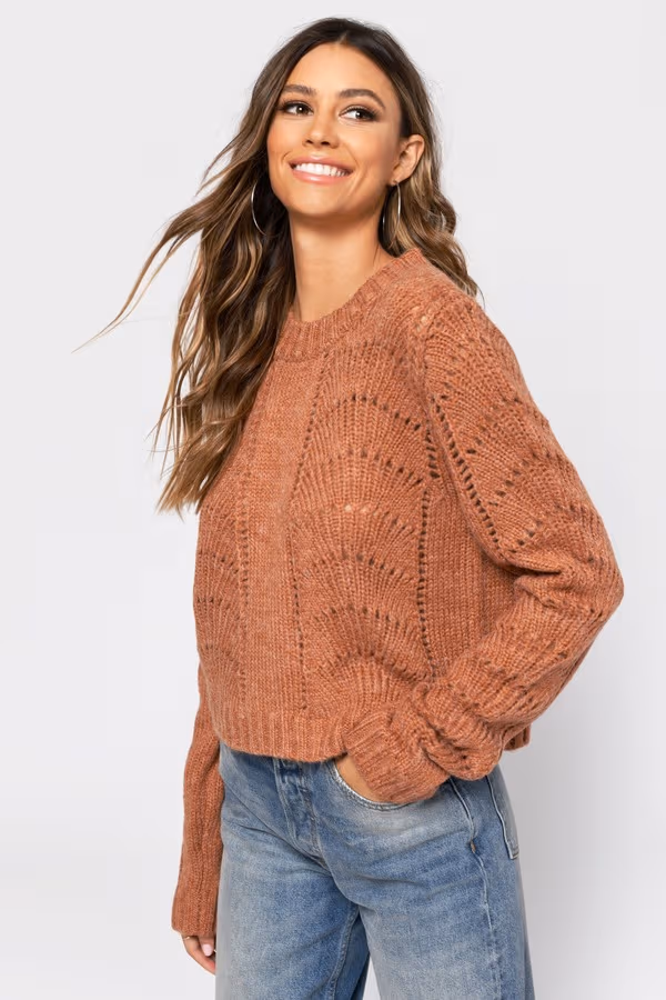 Take It Easy Knit Sweater - Rust