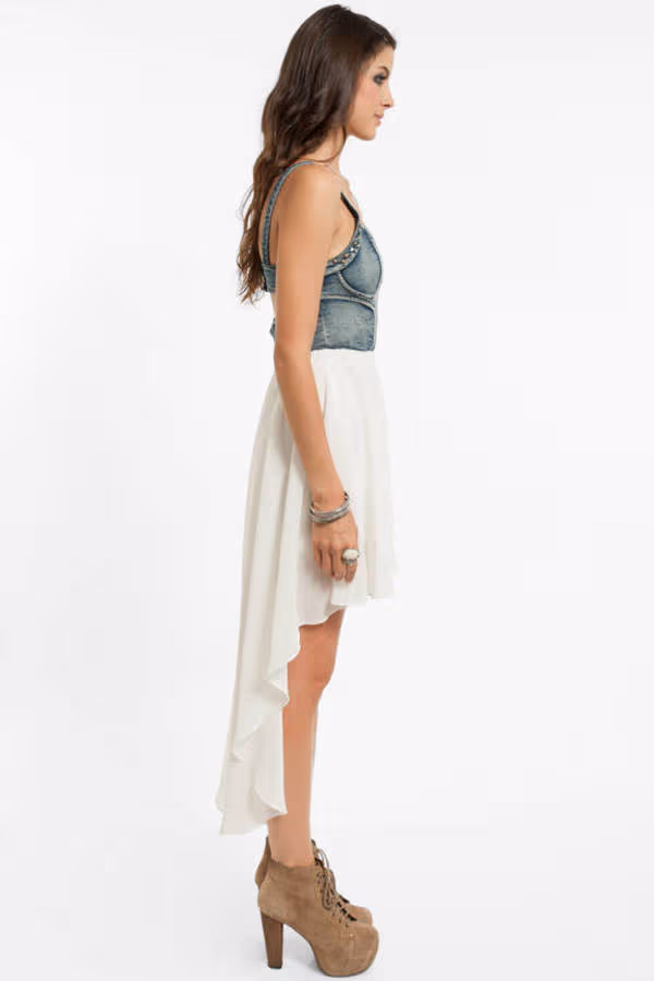 Selena Denim Bustier Mini Dress - White