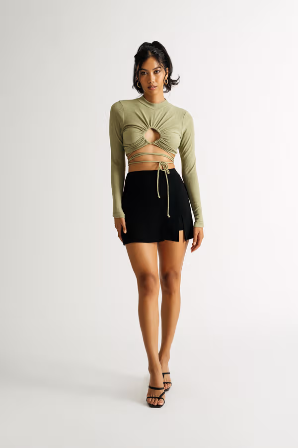 Walk In The Park Crop Top - Sage
