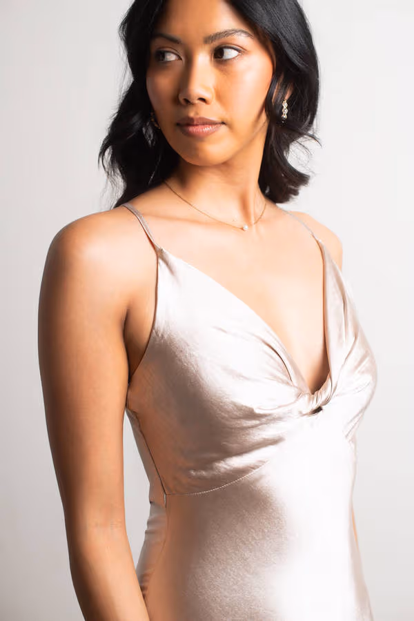 Set The Bar Satin Cami Maxi Dress - Light Gold