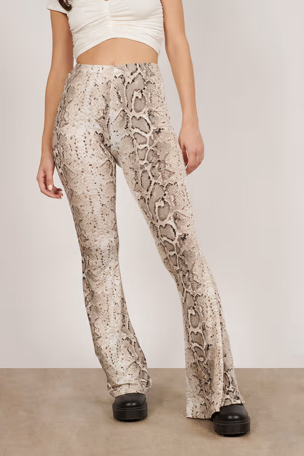 Disturb The Peace Snake Print Pants - Ivory Multi