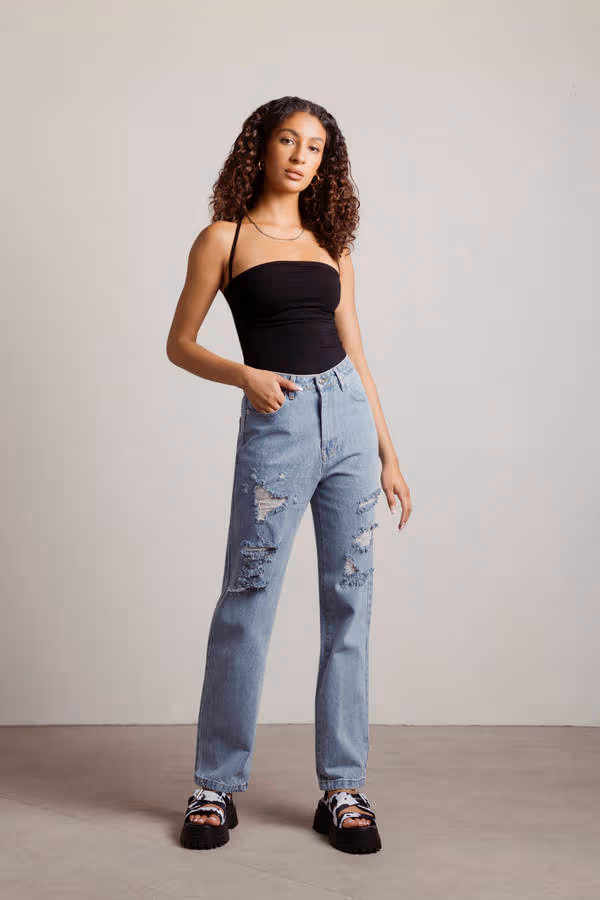 Elysian Heights Distressed Jeans - Light Wash