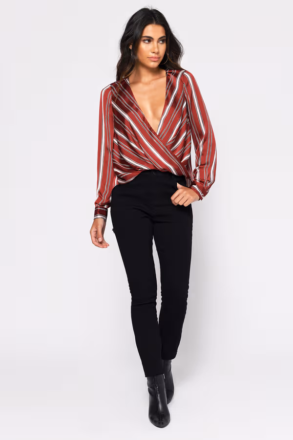 Fair Play Surplice Blouse - Wine