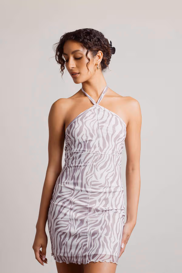 Forever Love Halter Mesh Mini Dress - Orange