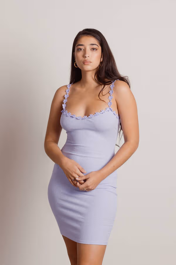 Prance Around Flower Strap Bodycon Mini Dress - Off White