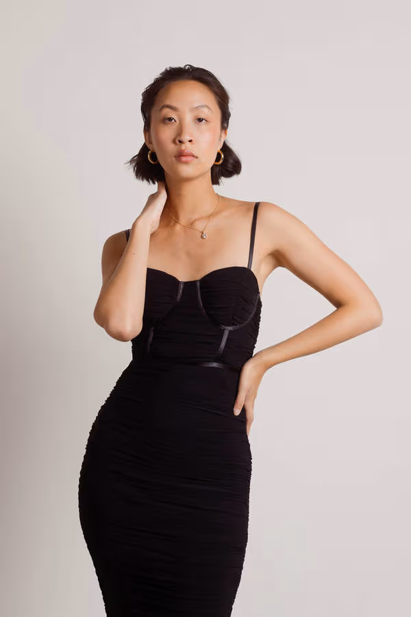 All Nighter Corset Slit Midi Dress - Powder Pink