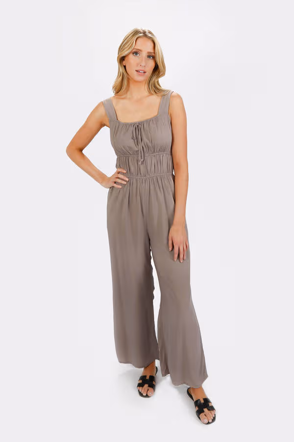 Arissa Elastic Waist Jumpsuit - Laurel Oak
