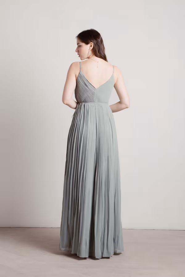 Love Galore Pleated Slit Maxi Dress - Emerald