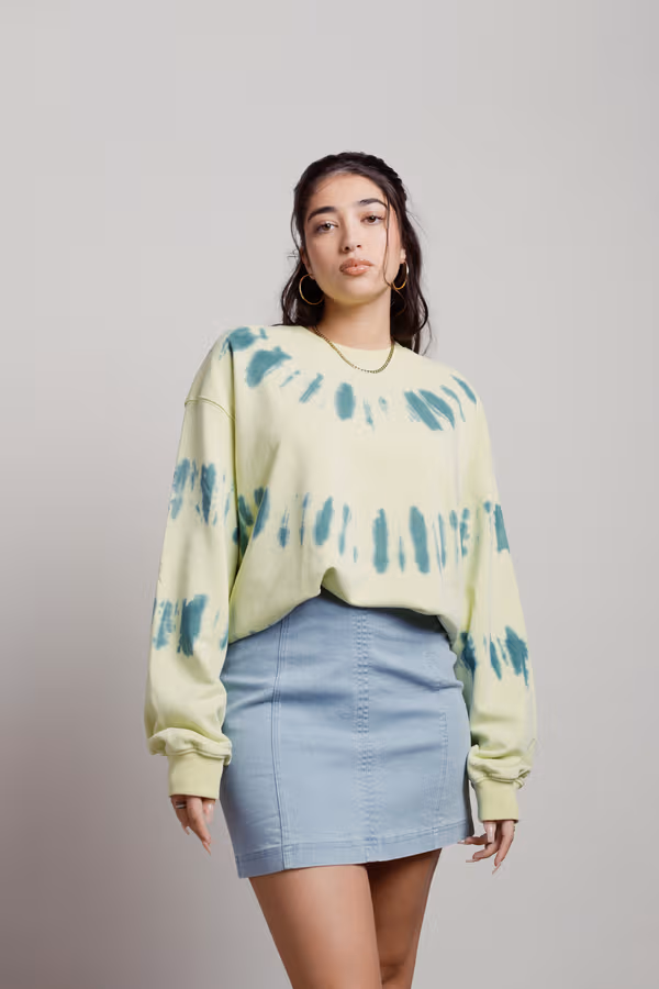 Pistachio Cream Tie Dye Sweatshirt - Green