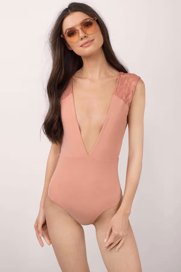 Tavik Swimwear Eden Plunging One Piece Swimsuit - Rose Dawn