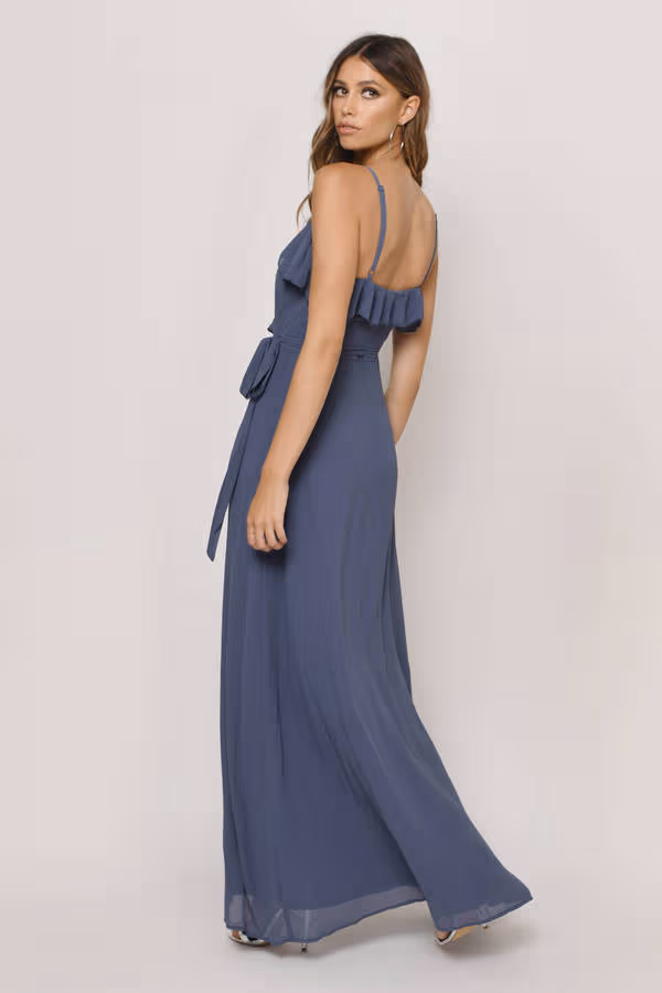 Kristen Ruffle Wrap Maxi Dress - Black