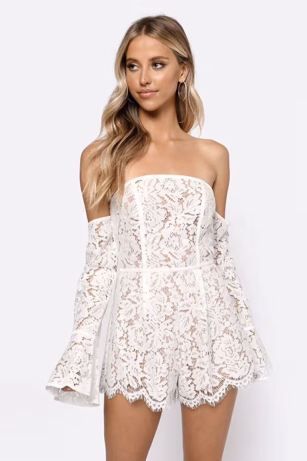 Angelica Off The Shoulder Romper - White