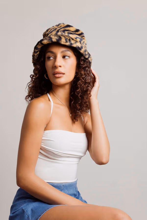 Hear Me Roar Fluffy Bucket Hat - Brown