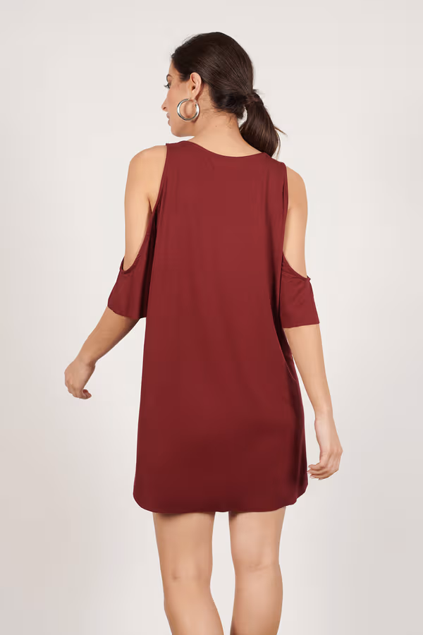 Daydream Cold Shoulder Shift Mini Dress - Heather Grey