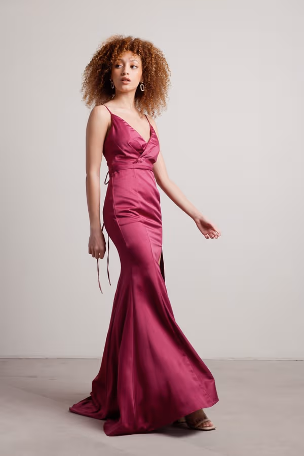 High Waters Surplice High Slit Maxi Dress - Magenta