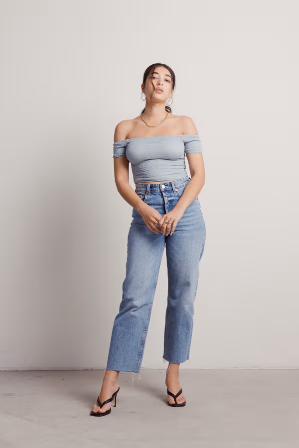 Erin Crop Top - Light Blue