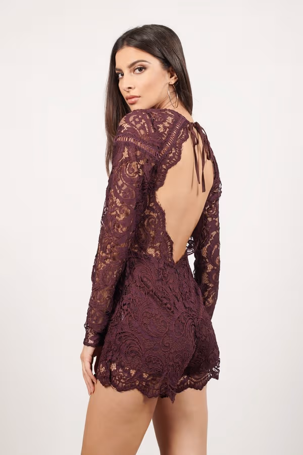 Ruby Plunging Romper - Grey