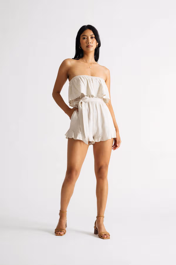 Lauren Strapless Romper - Beige