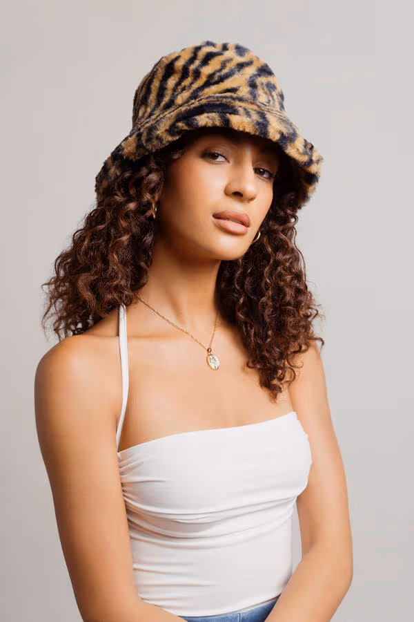 Hear Me Roar Fluffy Bucket Hat - Brown