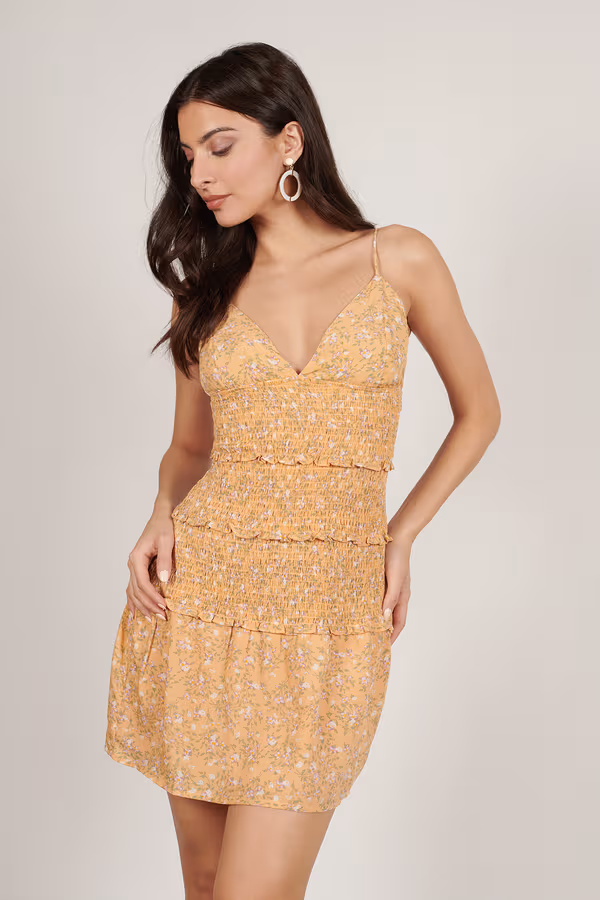 Ferreira Deep V Smocked Mini Dress - Multi