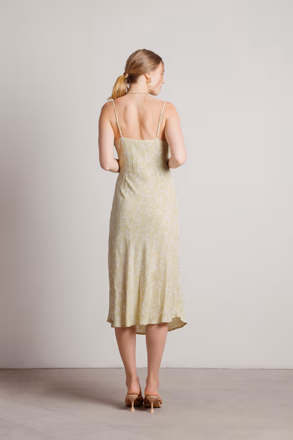 Nadia Floral Cami Midi Dress - Lime