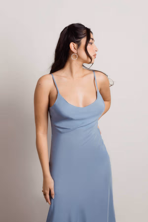 Stay With Me Stone Blue Midi Dress
