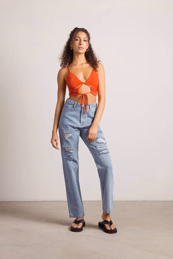 Drive To Malibu Crop Top - Red