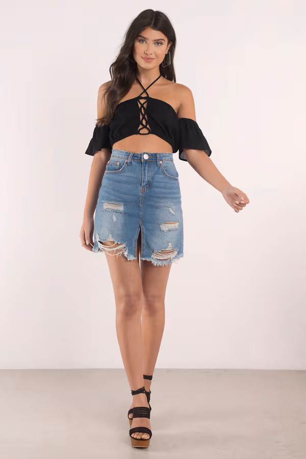 Delilah Crop Top - Blue