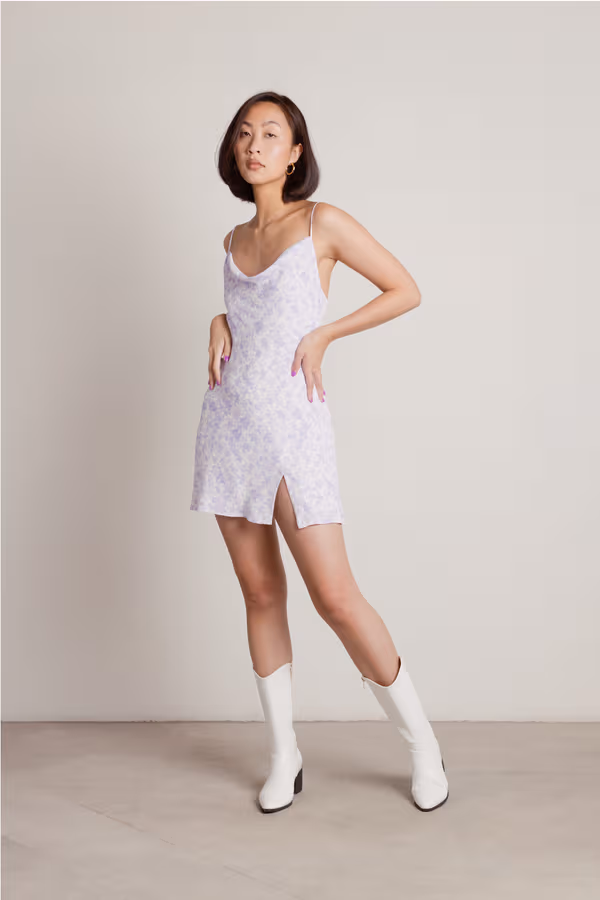 Sugarcane Floral Slip Mini Dress - Lavender