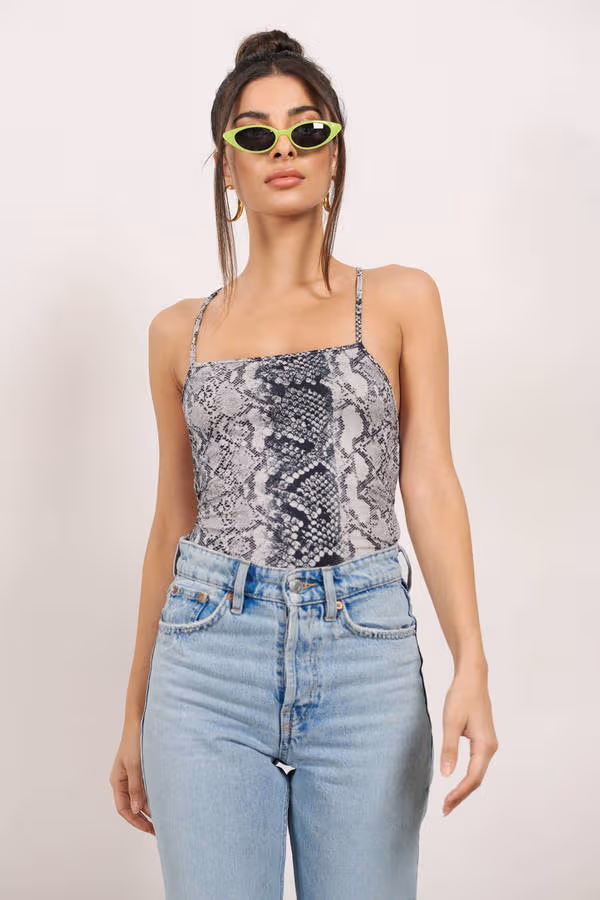 Run Through Snake Print Bodysuit - Multi