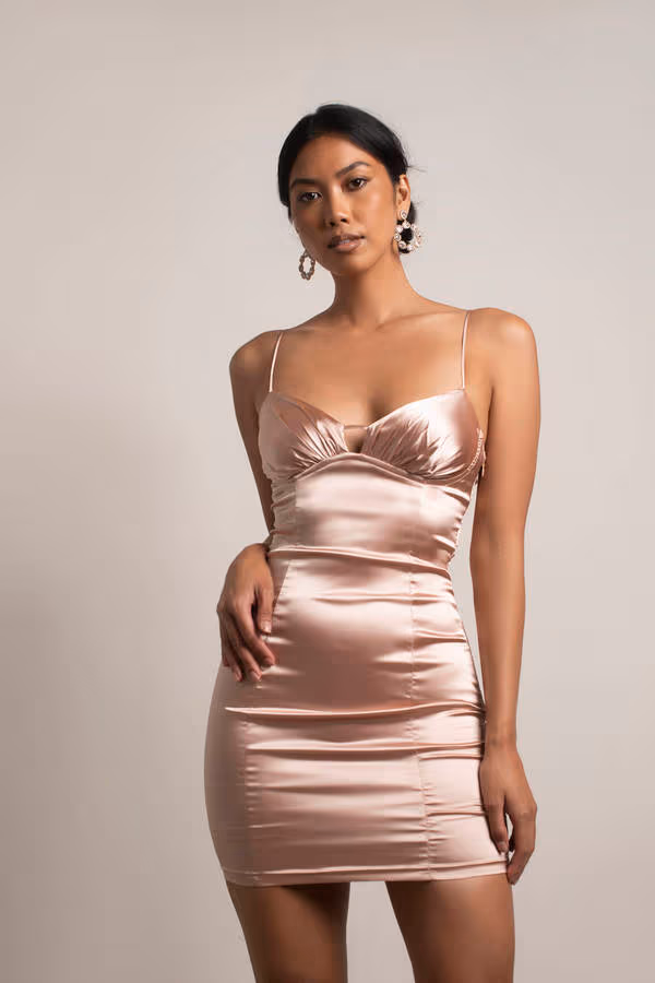 All Or Nothing Satin Bustier Mini Dress - Blush