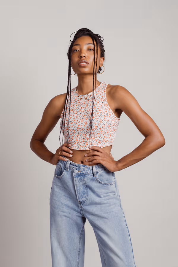Odiana Crop Top - Ivory Multi